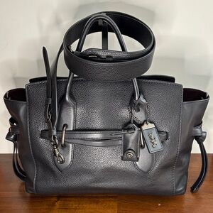 Coach 1941 Shadow Carryall 53403 Black Pebble Leather Satchel, Coach Strap CP893